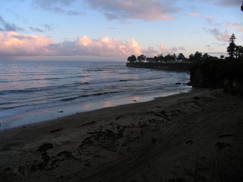 Three views of Cowell's Cove at sunset