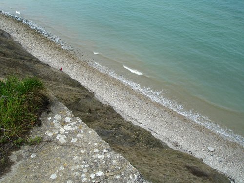 Looking down from the bluff at Arromanches