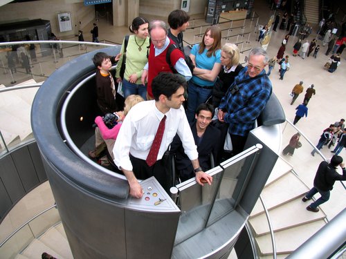 Elevator in the Louvre Entrance