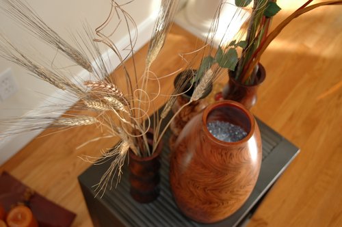 Wood vase and dried grass 1