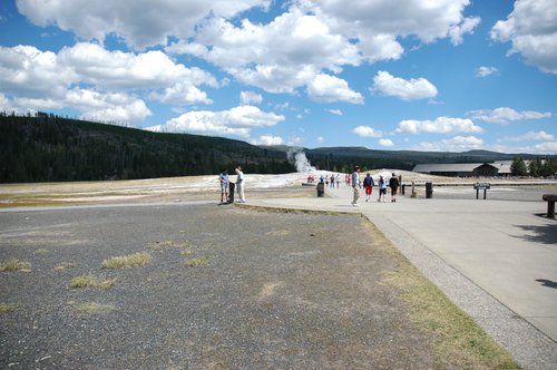 Arriving at Old Faithful Geyser