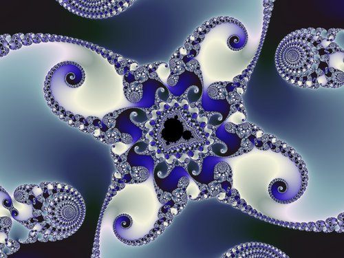 "Detail from Fractal Galaxy" (Grey-Blue coloring)
