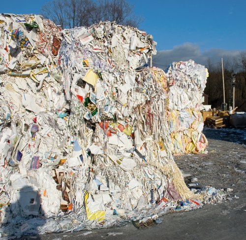 Mountain of Postconsumer Waste Paper
