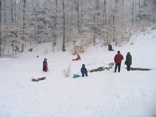 Sled run at Paul and Welthy's